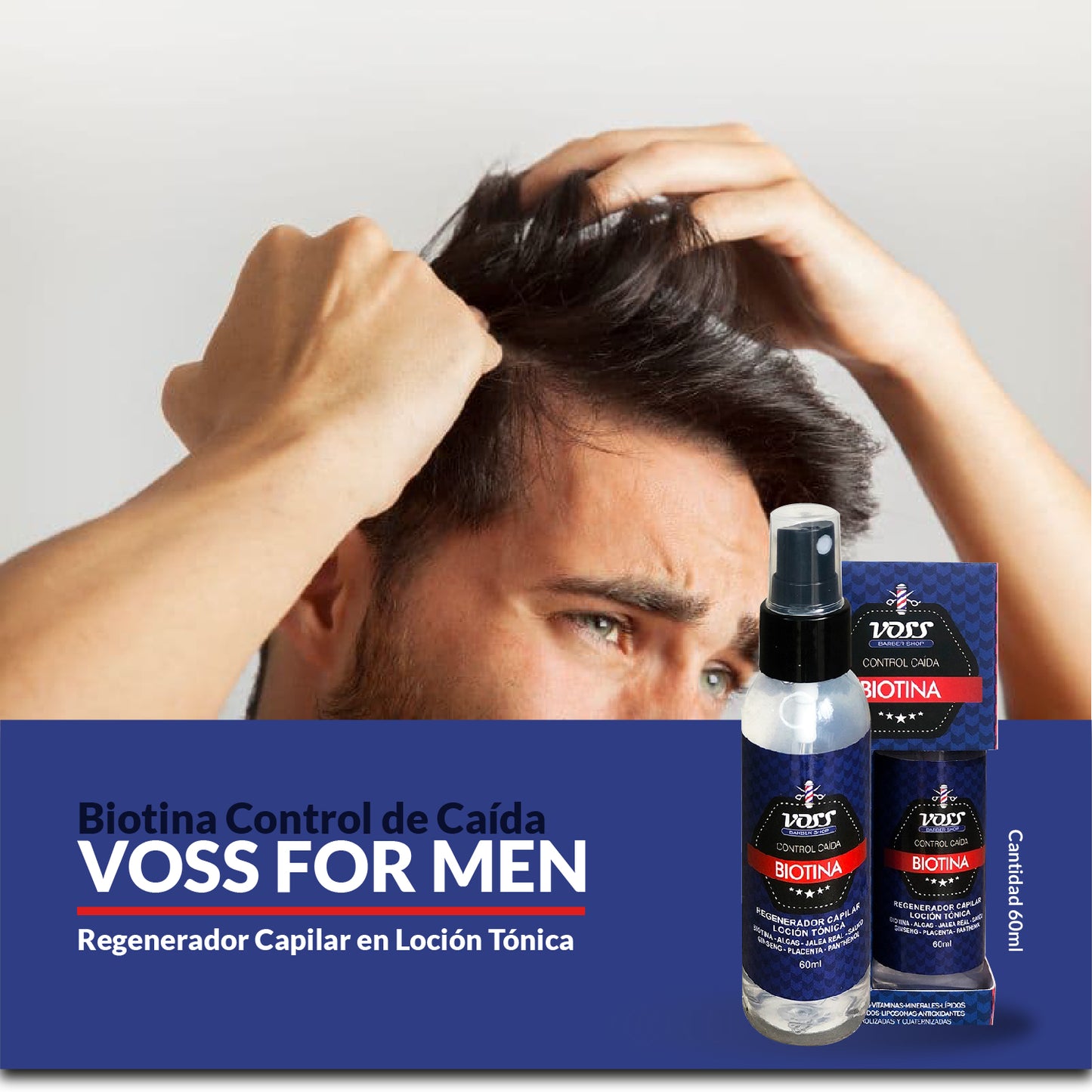Voss Barber Shop Loción Tónica Capilar con Biotina – Control Caída y Regeneración 60ml