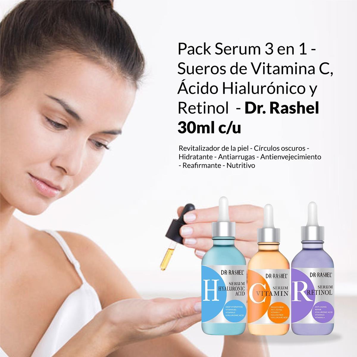LIQUIDACIÓN ! Dr. Rashel Set 3 Sueros Faciales Vitamina C + Retinol + Ácido Hialurónico 30ml