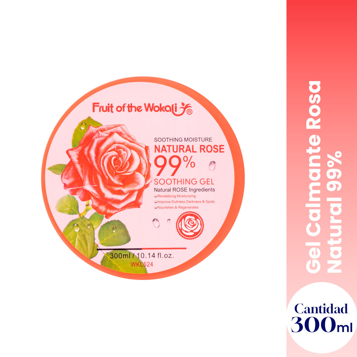 Wokali Gel Calmante de Rosa 99% – Hidratación y Refrescante 300ml