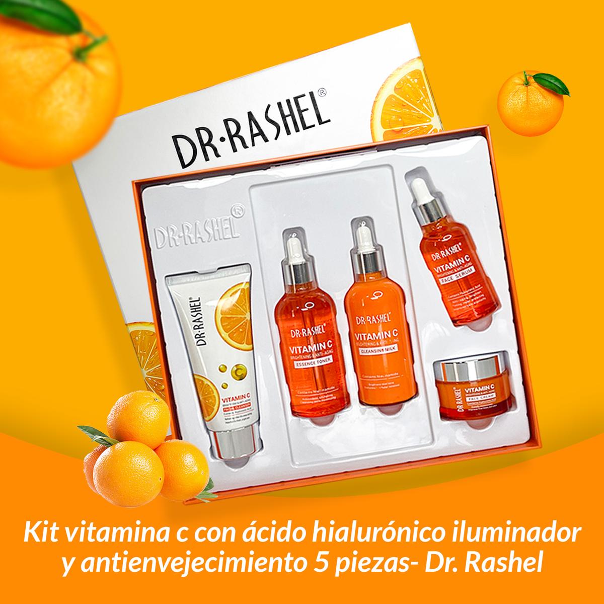 Dr. Rashel Kit de Vitamina C y Ácido Hialurónico – Antienvejecimiento – 5 Piezas