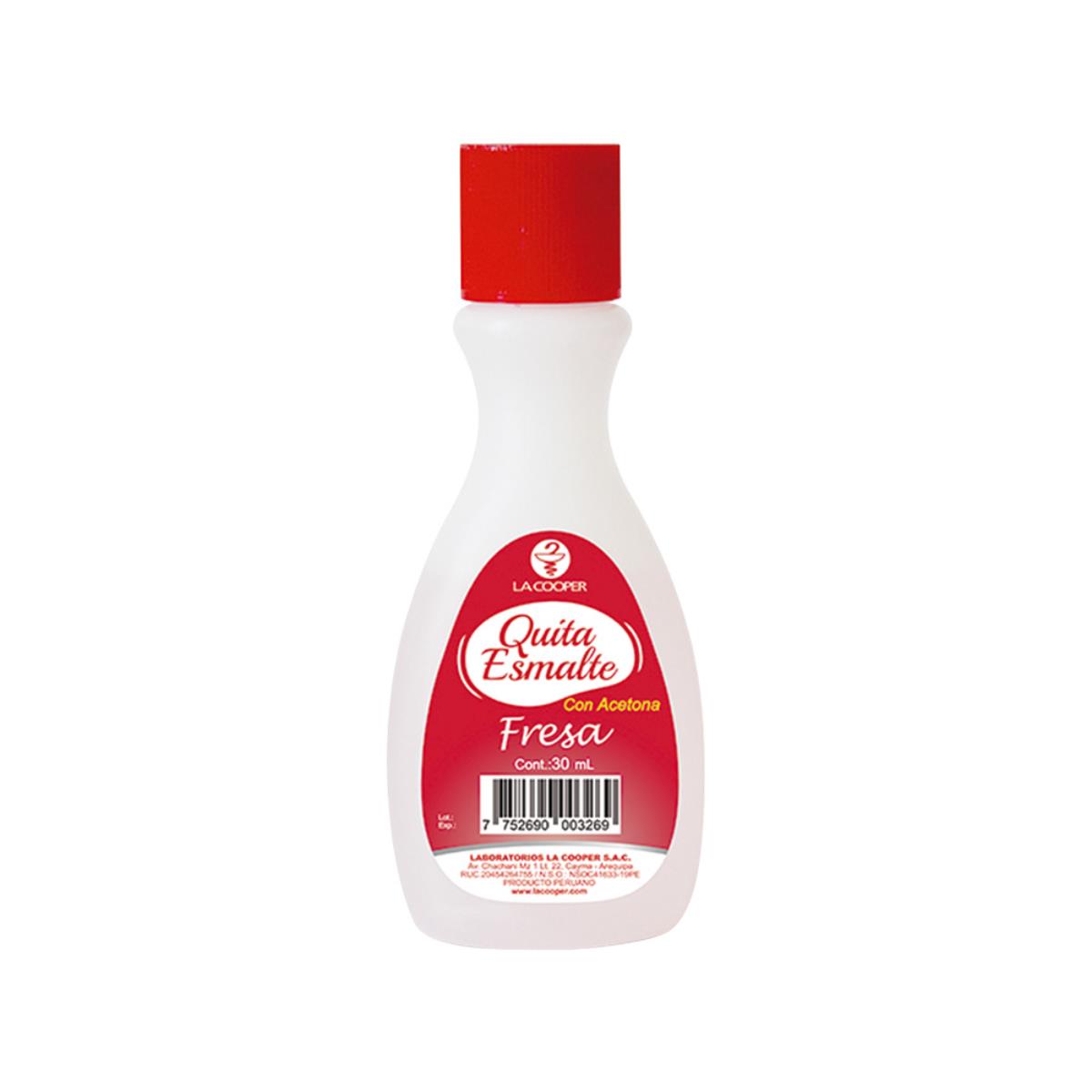 Quita Esmalte con Acetona Fresa 30ml - La Cooper x 12 und