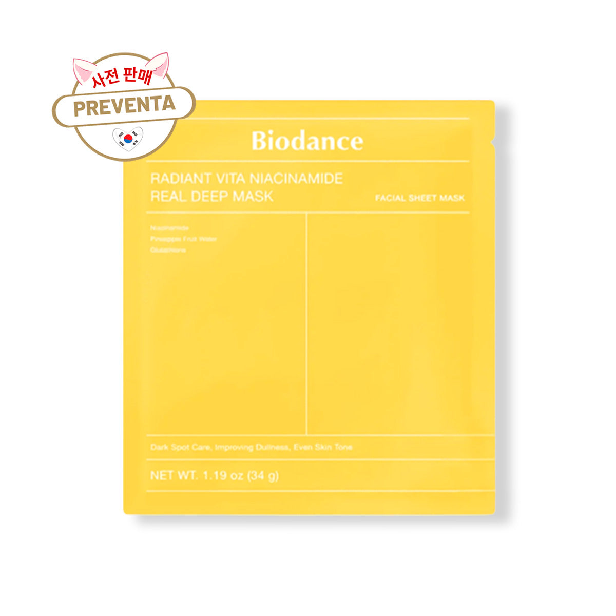 PREVENTA - BIODANCE Radiant Vita Niacinamide Real Deep Mask 34g - 1 Pza.