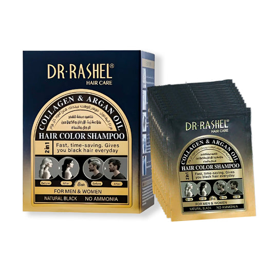 Shampoo 2en1 Colageno Y Aceite De Argan - Dr, Rashel Color negro x 10 Sachets