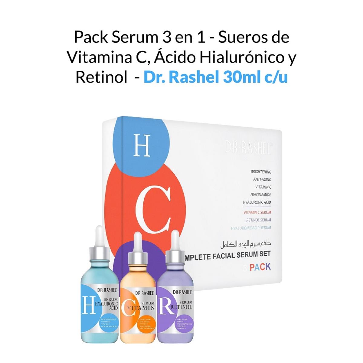 LIQUIDACIÓN ! Dr. Rashel Set 3 Sueros Faciales Vitamina C + Retinol + Ácido Hialurónico 30ml