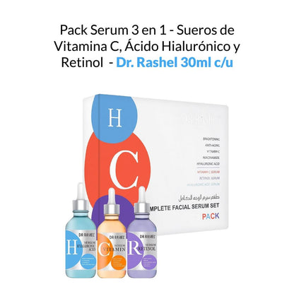 LIQUIDACIÓN ! Dr. Rashel Set 3 Sueros Faciales Vitamina C + Retinol + Ácido Hialurónico 30ml