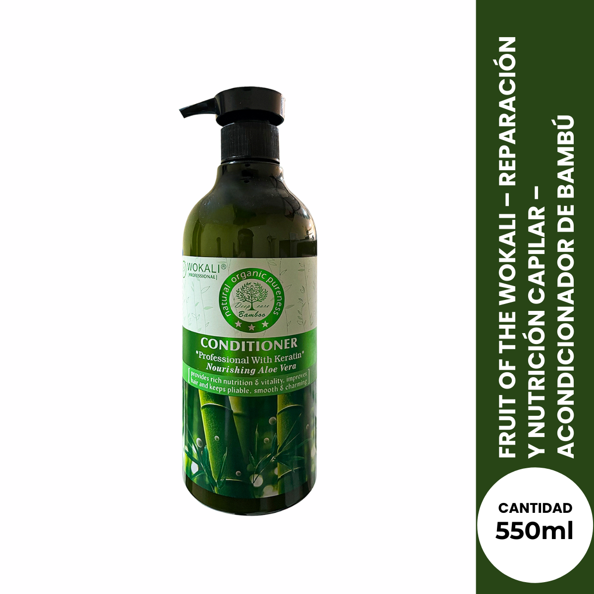 FRUIT OF THE WOKALI – REPARACIÓN Y NUTRICIÓN CAPILAR – ACONDICIONADOR DE BAMBÚ 550ML