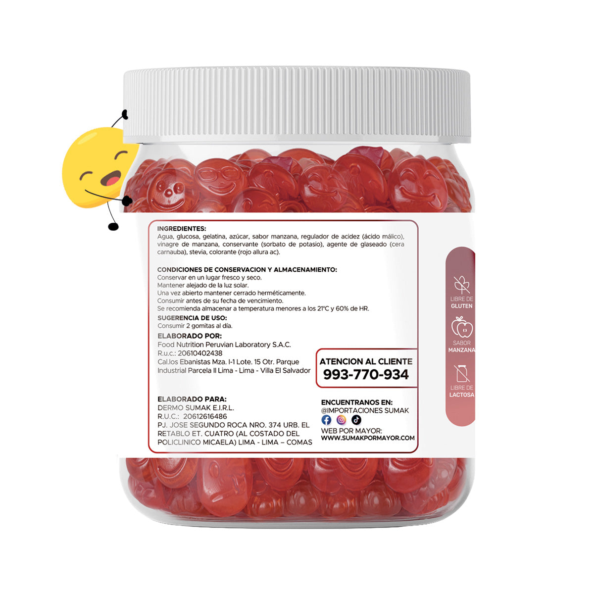 GOMITAS VINAGRE DE MANZANA - ADULTO 130 GOMITAS - DERMO SUMAK