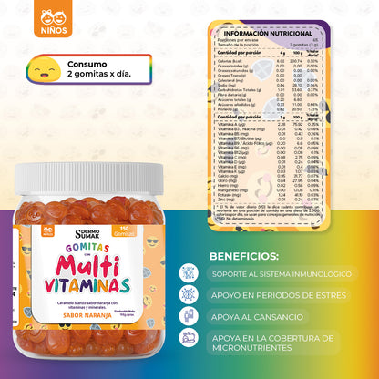 Gomitas Multi-Vitaminas Niños 150 Gomitas - Dermo Sumak