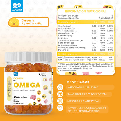 Gomitas Omega Adulto 150 Gomitas - Dermo Sumak
