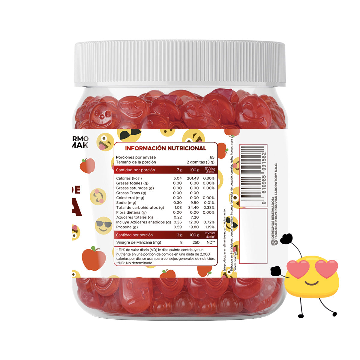 GOMITAS VINAGRE DE MANZANA - ADULTO 130 GOMITAS - DERMO SUMAK