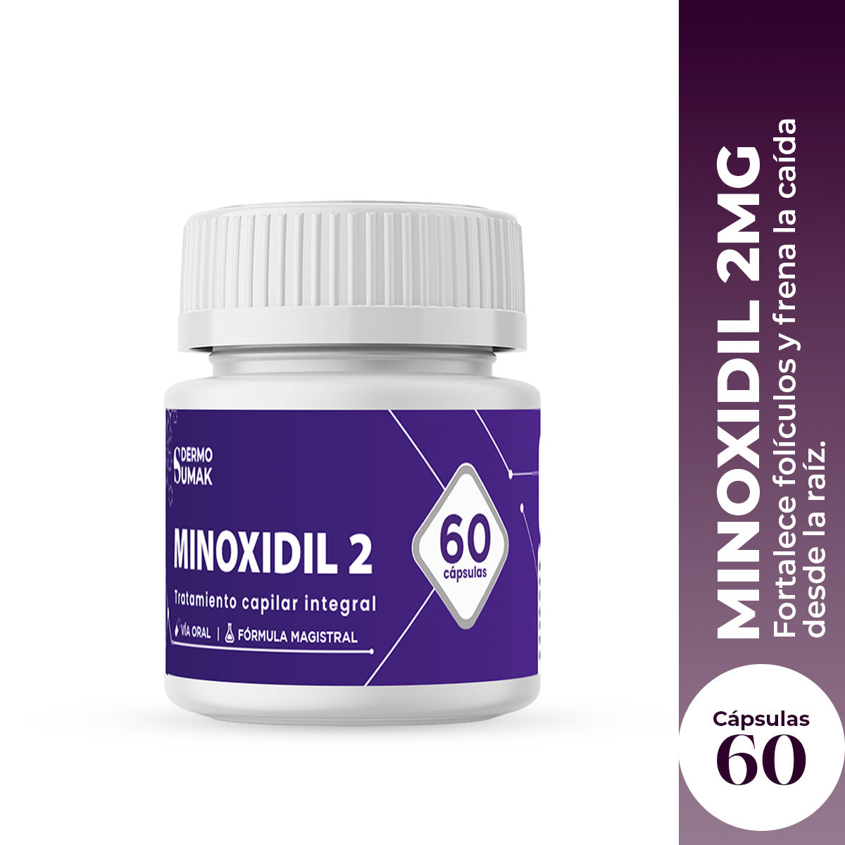 DERMOSUMAK – SUPLEMENTO PARA CRECIMIENTO CAPILAR – MINOXIDIL 2 MG 60 CÁPSULAS