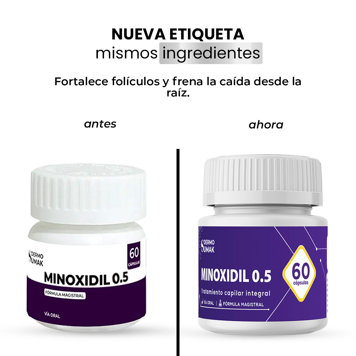 MINOXIDIL 0.5 MG - 60 CAPSULAS DERMO SUMAK