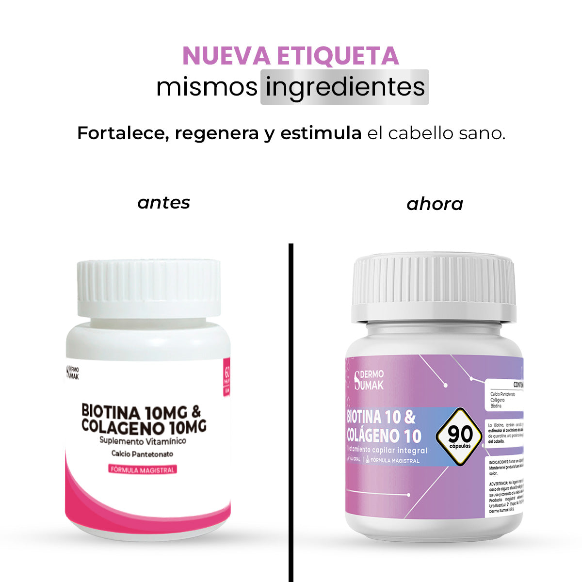 BIOTINA 10 MG & COLAGENO 10 MG X 90 CAPSULAS - DERMO SUMAK