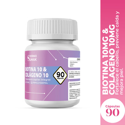 BIOTINA 10 MG & COLAGENO 10 MG X 90 CAPSULAS - DERMO SUMAK
