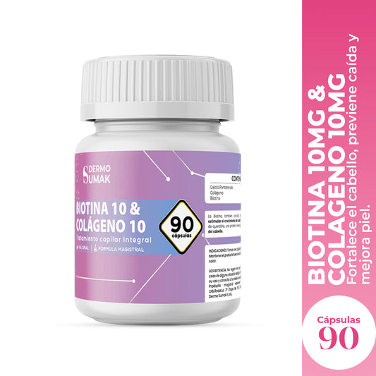 BIOTINA 10 MG & COLAGENO 10 MG X 90 CAPSULAS - DERMO SUMAK
