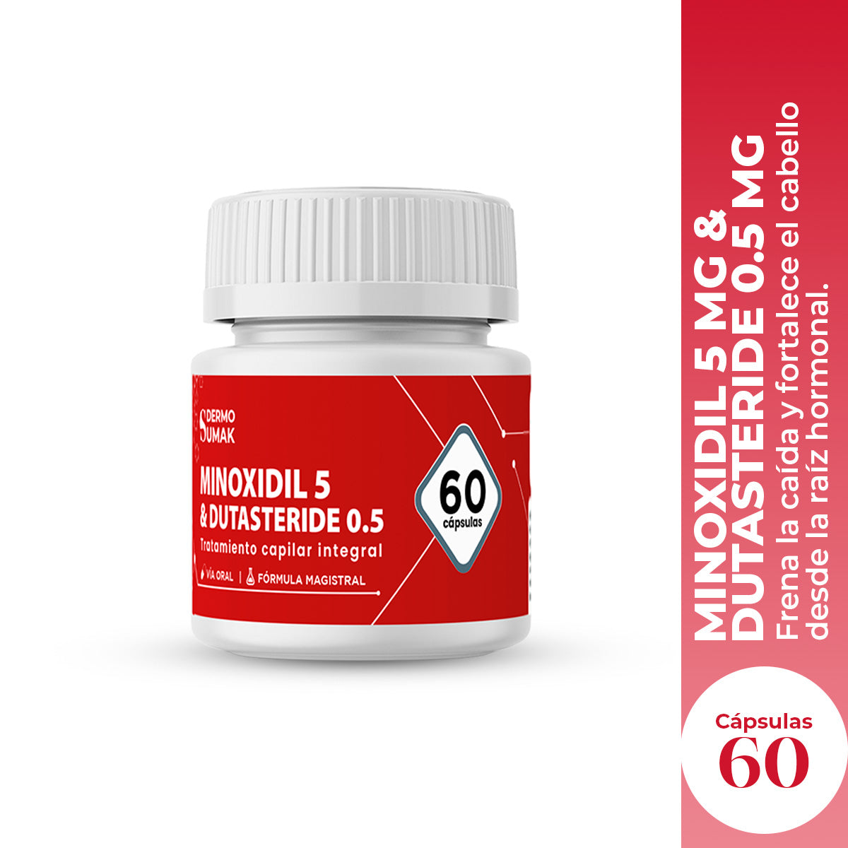 MINOXIDIL 5 MG & DUTASTERIDE 0.5 MG X 60 CAPSULAS - DERMO SUMAK
