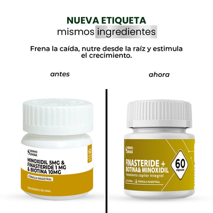FINASTERIDE 1 MG & MINOXIDIL 5 MG & BIOTINA 10 MG X 60 CAPSULAS- DERMO SUMAK