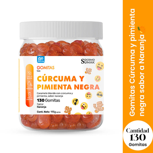 GOMITAS DE CURCUMA Y PIMIENTA NEGRA ADULTOS 130 GOMITAS - DERMO SUMAK