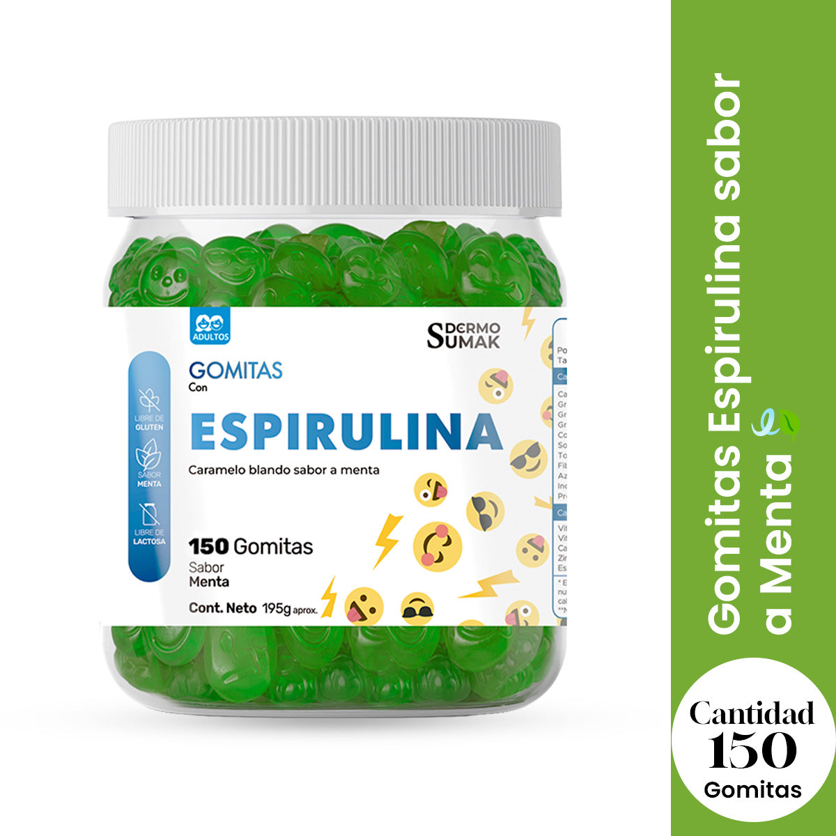 Gomitas Espirulina Adulto 150 Gomitas - Dermo Sumak