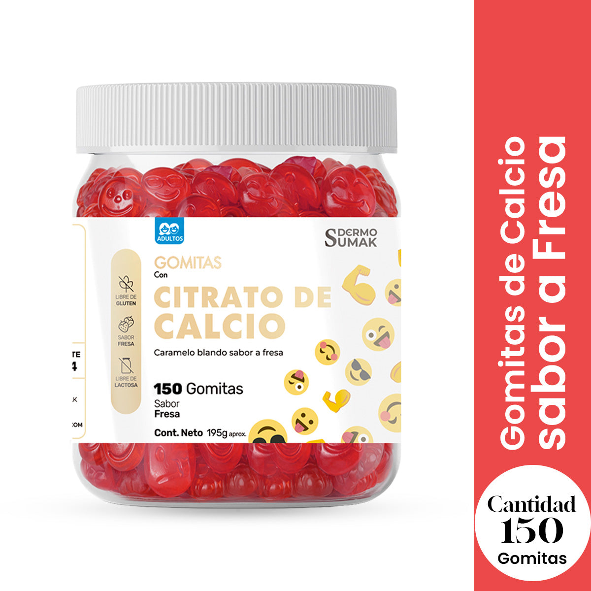 Gomitas Calcio Adulto 150 Gomitas - Dermo Sumak