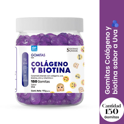 Gomitas Colágeno y Biotina Adulto 150 Gomitas - Dermo Sumak