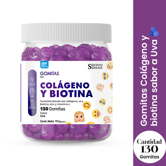 GOMITAS COLÁGENO Y BIOTINA - ADULTO 130 GOMITAS - DERMO SUMAK