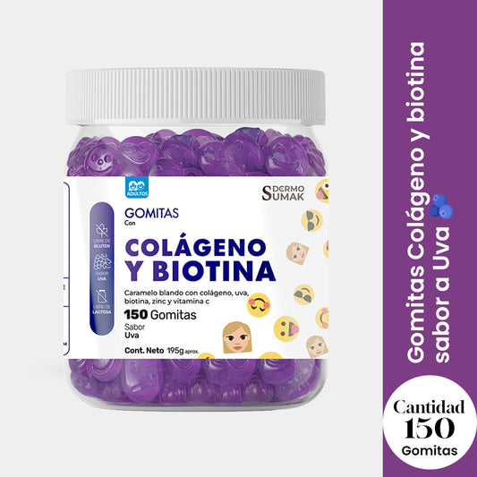 GOMITAS COLÁGENO Y BIOTINA - ADULTO 150 GOMITAS - DERMO SUMAK