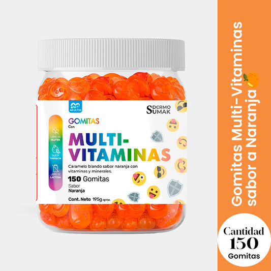 Gomitas Multivitaminas Adulto 150 Gomitas - Dermo Sumak + Regalo 1 Pastillero