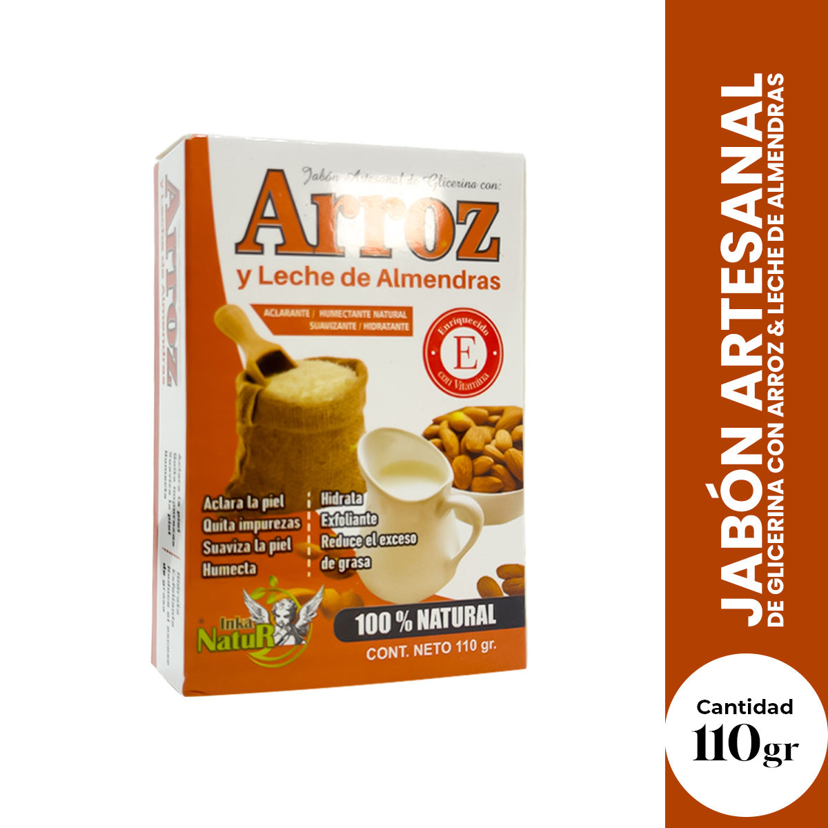 Jabón Artesanal de Glicerina con Arroz & Leche de Almendras 110gr