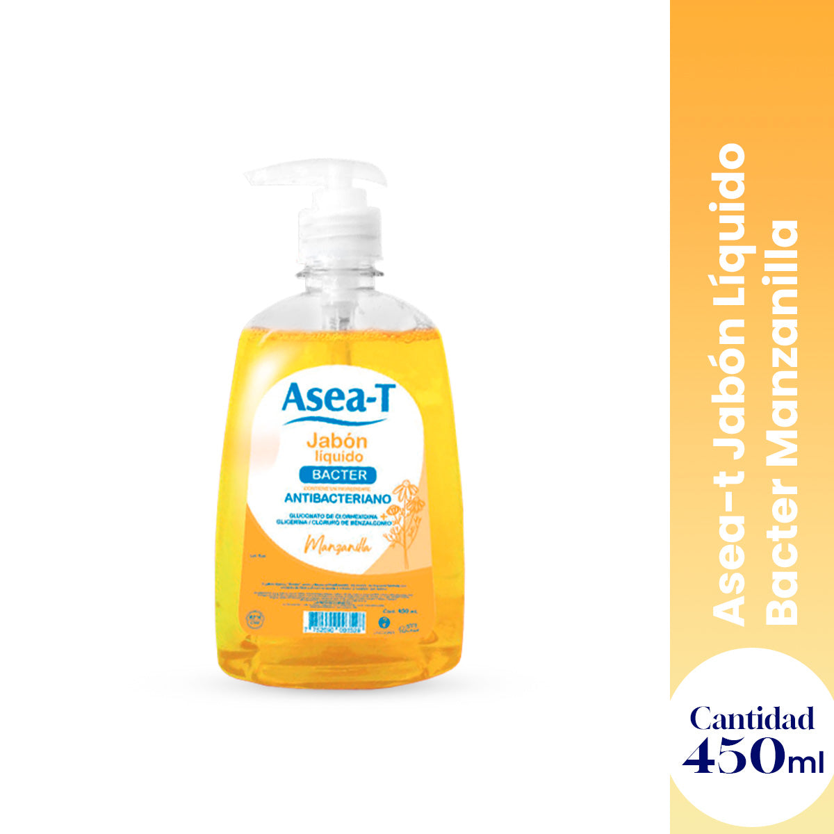 ASEA-T JABON LIQUIDO BACTER ANTIBACTERIANO MANZANILLA 450 ML - LA COOPER