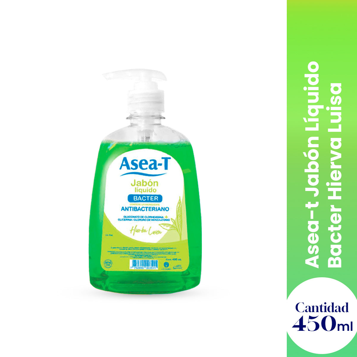 ASEA-T JABON LIQUIDO BACTER ANTIBACTERIANO HIERBA LUISA 450 ML - LA COOPER