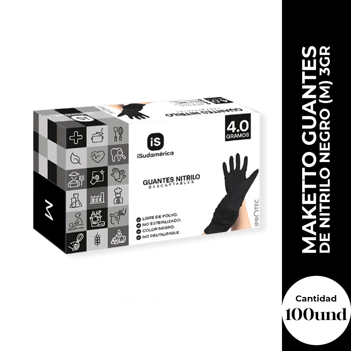 MAKETTO GUANTES NEGRO (M) 3GR