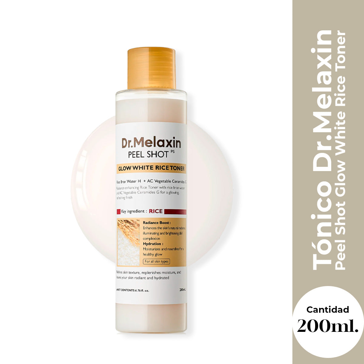 Dr.Melaxin - Tónico Facial Peel Shot Glow White Rice Toner 200ml