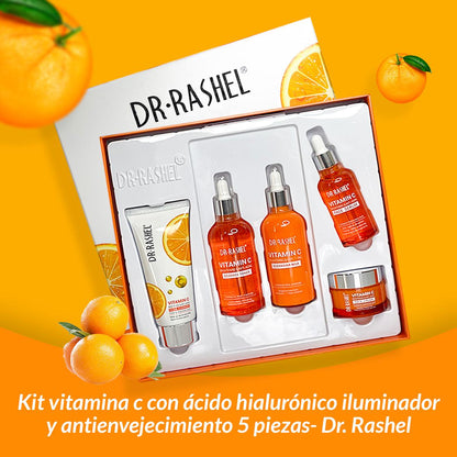 Dr. Rashel Kit de Vitamina C y Ácido Hialurónico – Antienvejecimiento – 5 Piezas