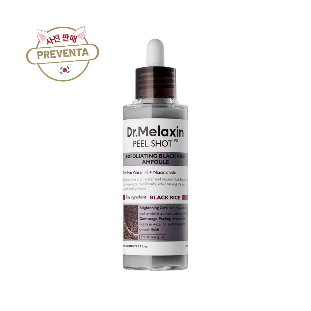 PREVENTA - PEEL SHOT Exfoliating Black Rice Ampoule – Ampolla Exfoliante 80ml