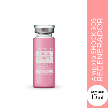 Placenta Life Ampollas SOS Regenerador Intensivo – Reparación Capilar Extrema – Cabello Dañado 15ml